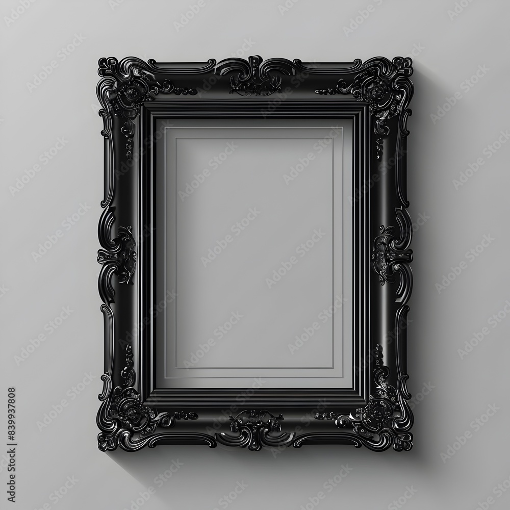 Poster classic black matte frame with elegant simplistic design isolated on transparent background