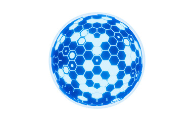 Abstract hexagonal sphere, neon glowing sphere, 3d rendering.