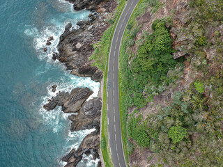 Road and view of the coast