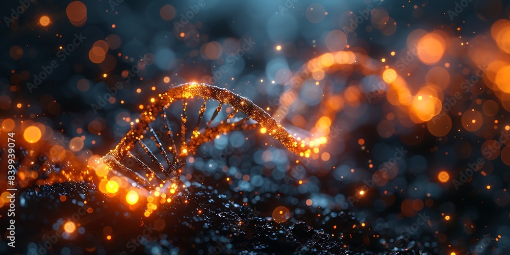 Aufkleber digital rendering of glowing dna double helix