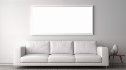 Minimalist Living Room with White Sofa and White Frame
