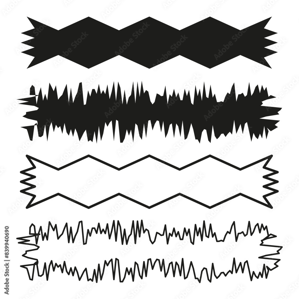 Poster abstract zigzag borders. geometric vector lines. black and white patterns. decorative frame elements