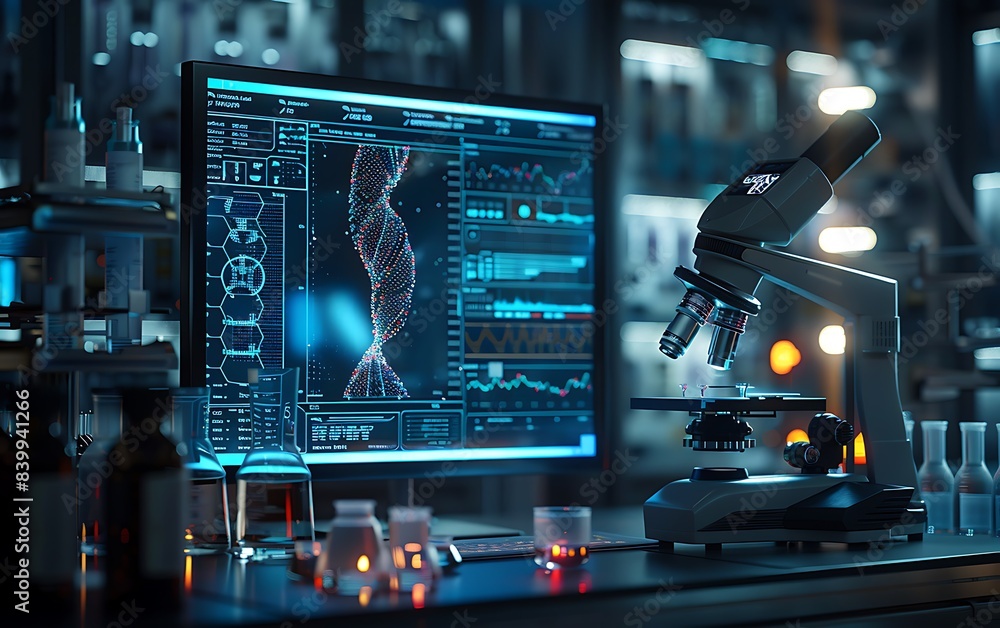 Poster high-tech lab with a crispr technology interface