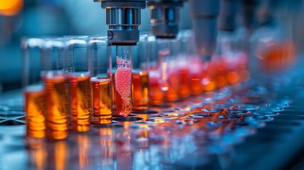 Lab analyzing advanced biomaterial samples with tech