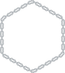 Hexagonal rope frame isolated on white background. Twisted cord.