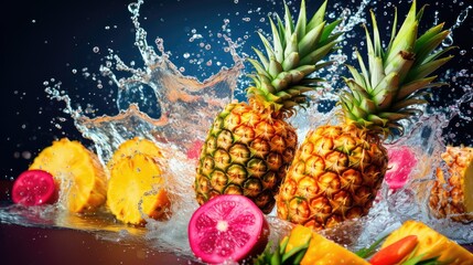 refreshing background pineapple fruit