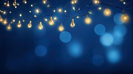 cozy christmas lights blue background