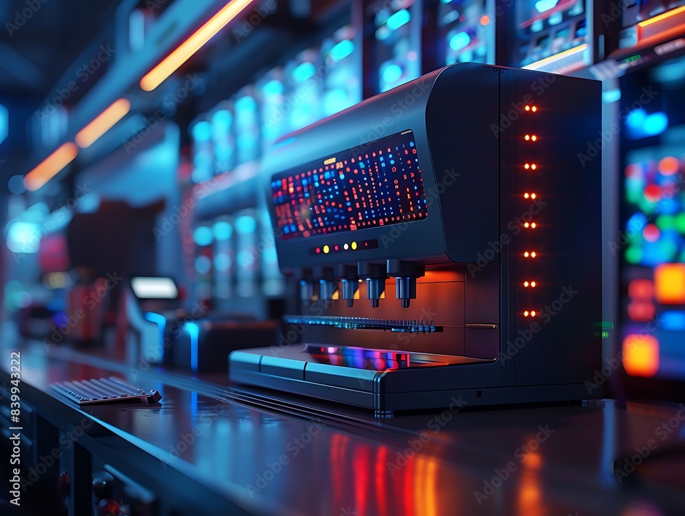 Aufkleber dna sequencer with vibrant data visualization