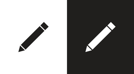 black and white flat pencil icon for apps and websites