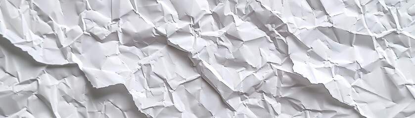 Obraz premium A white paper with a lot of wrinkles and creases. The paper is torn and crumpled, giving it a sense of chaos and disorder. The image evokes a feeling of disarray and confusion