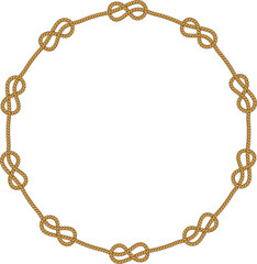 Round rope frame isolated on white background. Twisted cord