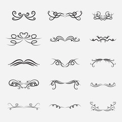 set of hand drawn line ornament vector design template