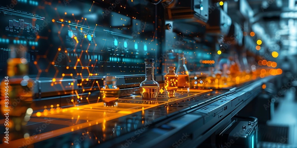 Aufkleber High-tech lab with interactive data analysis displays