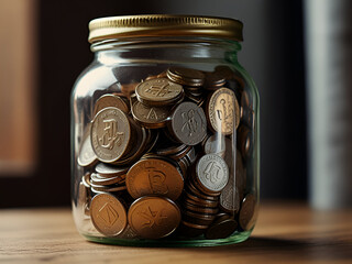 A jar of coins with Banks Ai generated