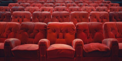 Fototapeta premium Empty Theater with Red Leather Chairs