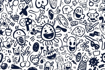 Fototapeta premium Cartoon cute doodles of dashed lines dancing across the page in rhythmic patterns, Generative AI