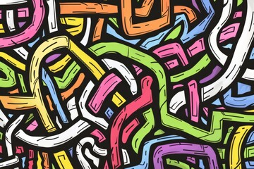 Naklejka premium Cartoon cute doodles of intersecting lines forming a playful maze, Generative AI