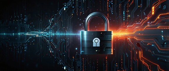 the importance of cyber security and digital protection in the modern business landscape. Use futuristic and sleek technology designs to convey a sense of advanced protection and security