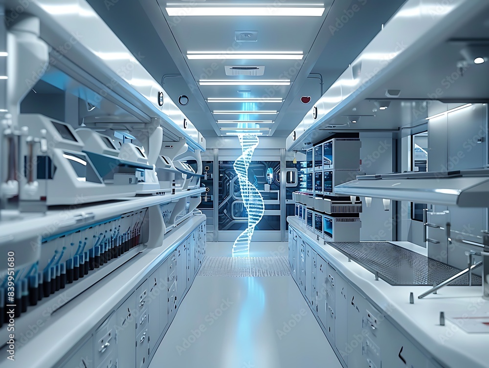 Poster dna lab featuring automated sequencing technology