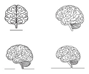 line drawing of human brain editable stroke