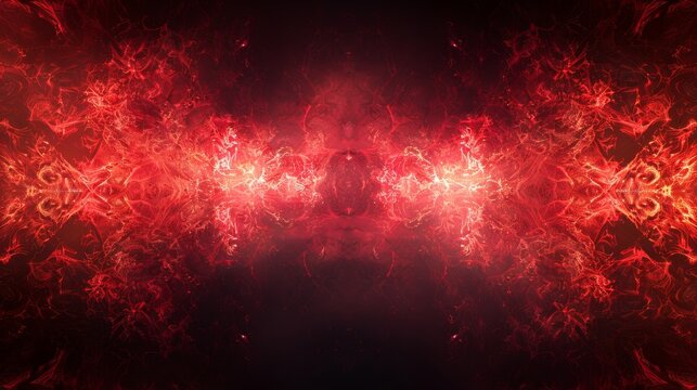 Abstract fractal red patterns on dark background creating a vibrant and dynamic visual effect