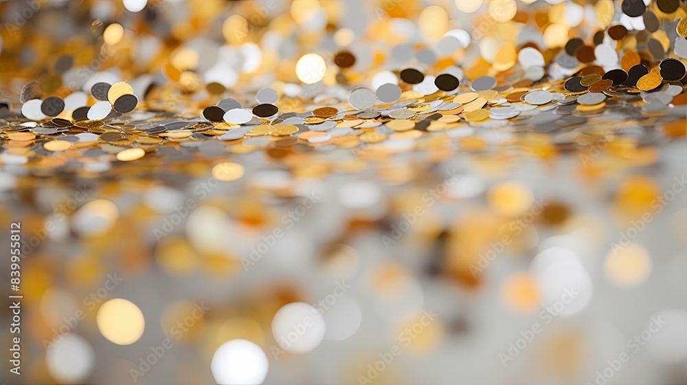 Poster explosion confetti silver and gold