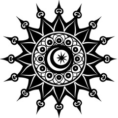 Fototapeta premium a minimal and simple Islamic spiral vantage ornament in black color silhouette