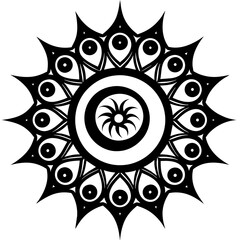 a minimal and simple Islamic spiral vantage ornament in black color silhouette