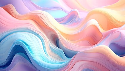 Obraz premium A splash of pastel colors creating a soft, fluid abstract image with gentle curves and blending. Art. Turquoise. Pink. Background. Illustration. 3