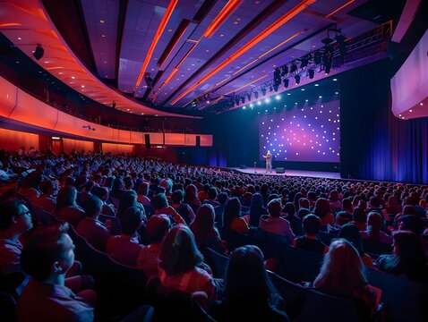 Captivating Corporate Event with Large Audience and Digital Presentation on Stage