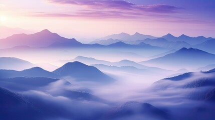 misty purple mountain range