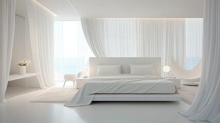 bedroom blurred white interiors