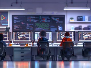 Advanced Computer Lab with Students Coding and Developing High Tech Apps for Innovative Education