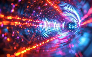 Obraz premium Abstract wormhole graphic background drawn in wireframe illustration style