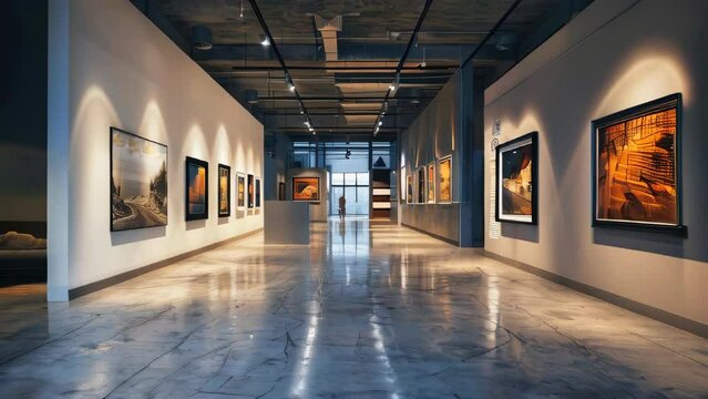 Modern exhibition art gallery interior hall