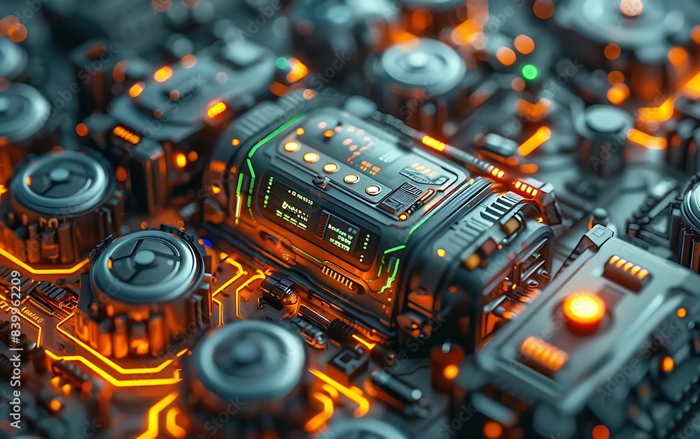 Aufkleber an abstract technical image of future secondary battery technology.