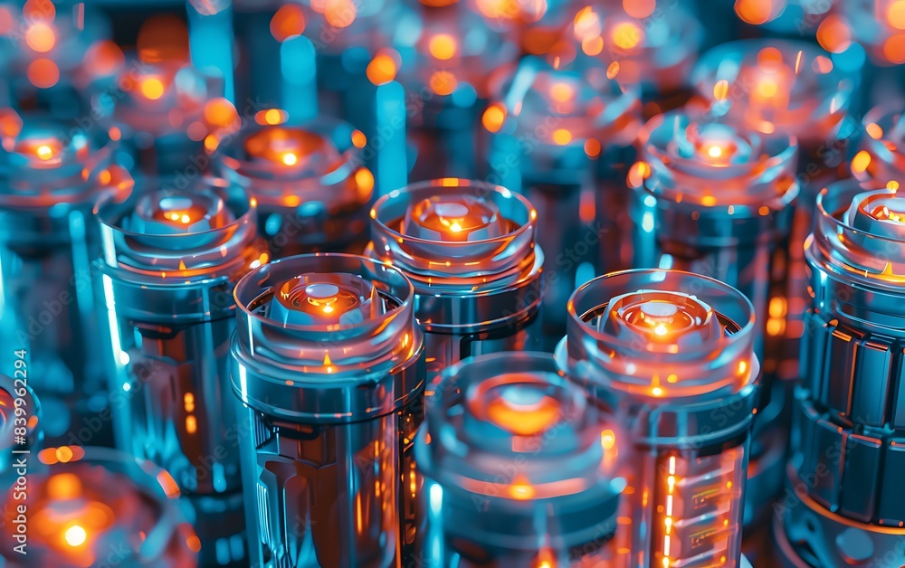 Poster an abstract technical image of future secondary battery technology.