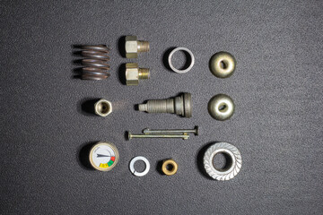 bolts, nuts, washers are metal fasteners for assemblies and parts in manufacturing and mechanical engineering