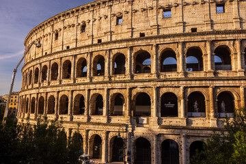 Obraz premium The Colosseum with sunset and sunrise. 