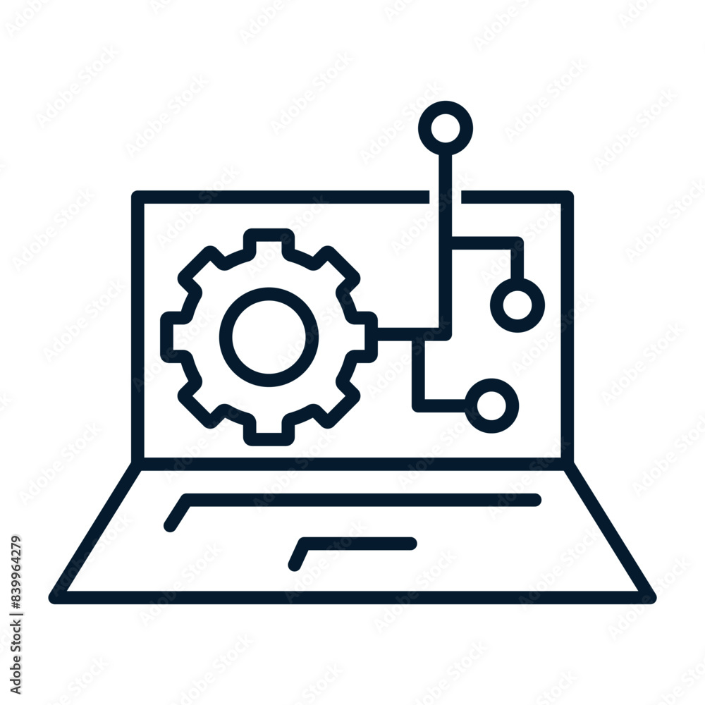 Aufkleber digital engineer concept. vector linear icon isolated on white background.