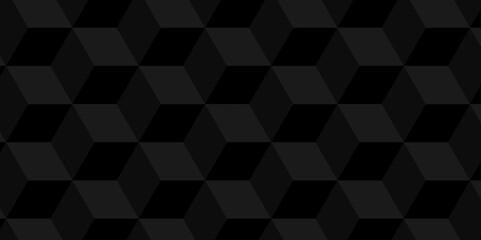 Vector Minimal cubes geometric tile and mosaic wall grid backdrop hexagon technology wallpaper background. Black and gray block cube structure backdrop grid triangle texture vintage design.