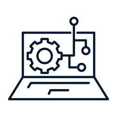 Digital engineer concept. Vector linear icon isolated on white background.