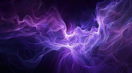 Obraz premium Luminous ultraviolet waves rippling in a dark, ethereal void