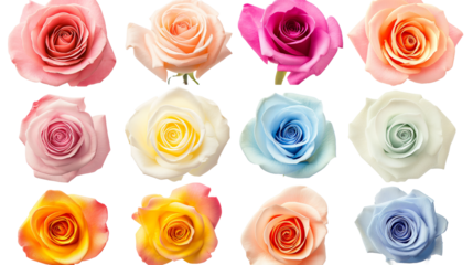set of roses isolated transparent background