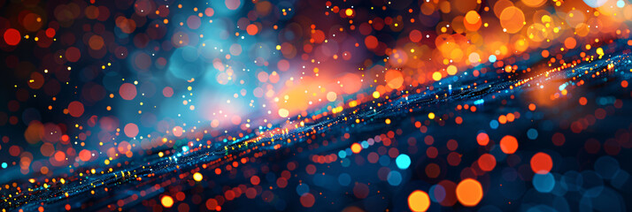 Abstract digital background with colorful lights and dots