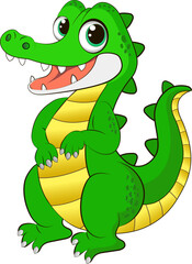 Fototapeta premium Cute cartoon crocodile isolated on a white background. Vector illustration 10 eps.