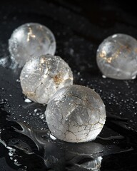 Ice Balls on Dark Background