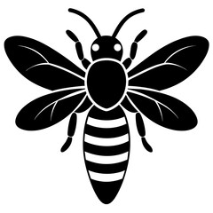 Flying honey bee silhouette simple icon vector illustration 