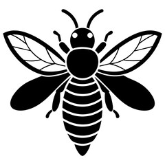 Flying honey bee silhouette simple icon vector illustration 