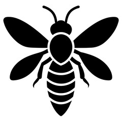 Flying honey bee silhouette simple icon vector illustration 